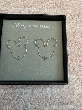 Disney x BaubleBar Mickey Mouse Gold Outline Hoop Threader Earrings